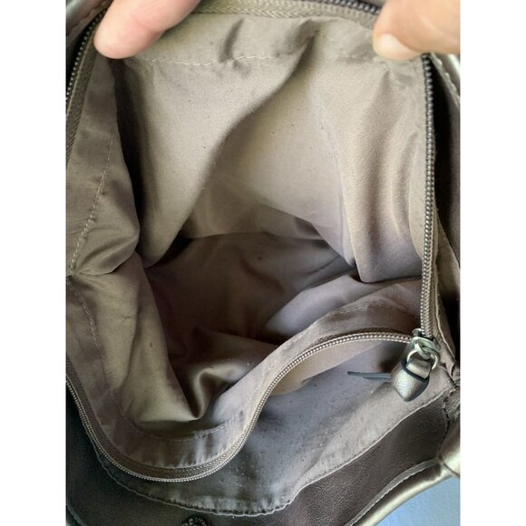 Relic Women Purse Taupe Faux Leather Magenta Flower Applique Boho Metallic Fairy - Picture 7 of 9